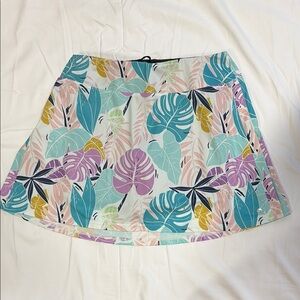 Vibrant Leaf Print A-Line Skir